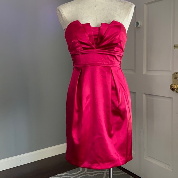 Teeze Me Strapless Fuchsia Cocktail Dress - Picture 1 of 8